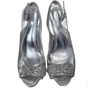 Womens silver Valenti Franco heels with jewels size 8